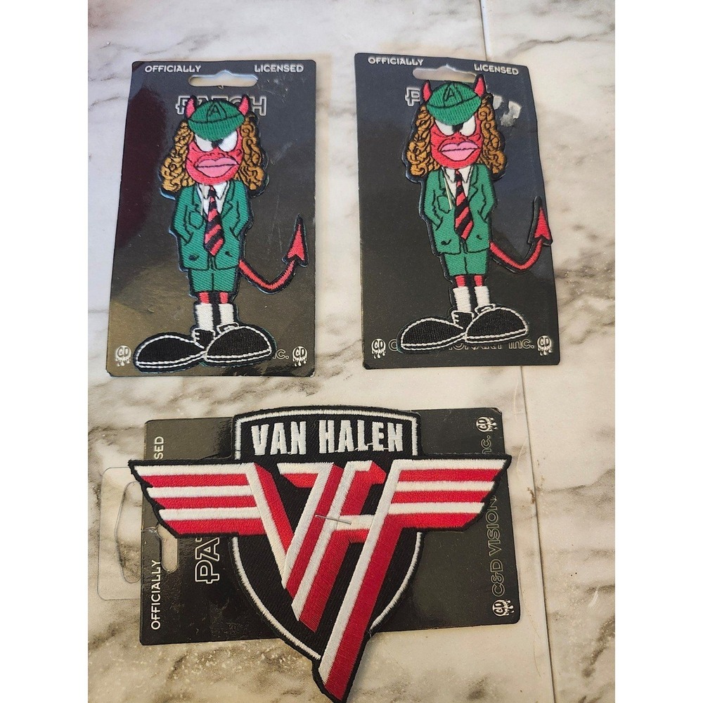 Lot of 3 Van Halen Metal and ACDC Rock Vintage Embroidered Iron on Patch